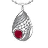 6.68 Ctw VS/SI1 Ruby and Diamond 14k White Gold Pendant (ALL DIAMOND ARE LA
