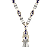 10.25 Ctw VS/SI1 Blue Sapphire and Diamond 14k Yellow Gold Necklace ALL DIA