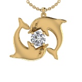 0.60 Ctw VS/SI1 Diamond 10K Yellow Gold Fish Pendant (ALL DIAMOND ARE LAB G