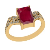 2.77 Ctw VS/SI1 Ruby and Diamond 14k Yellow Gold Engagement Ring (ALL DIAMO