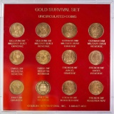 European 12 Piece Gold Survival Set with 20 Francs & 20 Marks