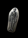 3 oz Hand Poured Silver Coffin - Skeleton