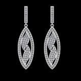 3.52 Ctw VS/SI1 Diamond 10K White Gold Dangling Earrings