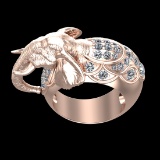 1.69 Ctw VS/SI1 Diamond Prong Set 10K Rose Gold Creature theme Ring (ALL DI