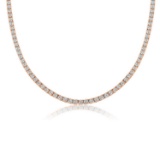 6.68 ctw 14k Rose Gold 17 inch Basket 4 Prong Tennis Necklace (LAB GROWN DI