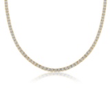 6.22 ctw 14k Yellow Gold 17 inch Basket 4 Prong Tennis Necklace