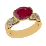 2.98 Ctw VS/SI1 Ruby And Diamond 14k Yellow Gold Engagement Ring (ALL DIAMO