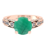 3.32 Ctw VS/SI1 Emerald and Diamond 14k Rose Gold Engagement Ring (ALL DIAM