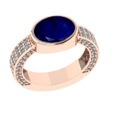 2.96 Ctw VS/SI1 Blue Sapphire and Diamond 14k Rose Gold Engagement Ring (AL