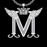 2.17 Ctw VS/SI1 Diamond Prong Set 18K White Gold Letter theme ( m) Necklace