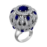 17.72 Ctw VS/SI1 Blue Sapphire and Diamond 14k white Gold Engagement Ring(A