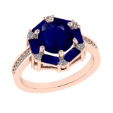 2.77 Ctw VS/SI1 Blue Sapphire and Diamond 14k Rose Gold Engagement Ring (AL