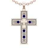 1.96 Ctw VS/SI1 Blue Sapphire and Diamond 14k Rose Gold Pandant Necklace (A