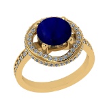 3.12 Ctw VS/SI1 Blue Sapphire and Diamond 14k Yellow Gold Engagement Ring