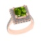 3.21 Ctw VS/SI1 Peridot And Diamond 14K Rose Gold Engagement Ring( ALL DIAM