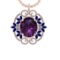 40.84 Ctw VS/SI1 Amethyst,Blue Sapphire and Diamond 14K Rose Gold Pendant