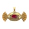 4.94 Ctw VS/SI1 Ruby and Diamond 14k Yellow Gold Pandant (ALL DIAMOND ARE L