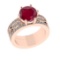 3.47 Ctw VS/SI1 Ruby and Diamond 14k Rose Gold Engagement Ring (ALL DIAMOND