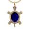 9.20 Ctw VS/SI1 Blue Sapphire and Diamond 14K Yellow Gold Pendant (ALL DIAM