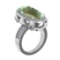 16.68 Ctw VS/SI1 Green Amethyst and Diamond 14K White Gold Engagement Ring