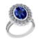 5.85 Ctw VS/SI1 Tanzanite And Diamond 18k White Gold Cocktail Ring
