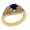 1.24 Ctw VS/SI1 Blue Sapphire and Diamond 14k Yellow Gold Engagement Ring (