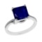 3.23 Ctw VS/SI1 Blue Sapphire and Diamond 14k white Gold Engagement Ring (A