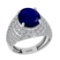 6.72 Ctw VS/SI1 Blue Sapphire And Diamond 14K White Gold Engagement Ring