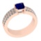 1.10 Ctw VS/SI1 Blue Sapphire And Diamond 14K Rose Gold Cocktail Ring
