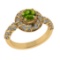1.03 Ctw VS/SI1 Peridot and Diamond Set 10K Yellow Gold Engagement Ring (AL