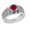 1.26 Ctw VS/SI1 Ruby and Diamond 14k white Gold Engagement Ring (ALL DIAMON