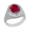 4.70 Ctw VS/SI1 Ruby and Diamond Prong Set 14K White Gold Engagement Ring (