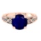 3.32 Ctw VS/SI1 Blue Sapphire and Diamond 14k Rose Gold Engagement Ring (AL