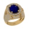 7.00 Ctw VS/SI1 Blue Sapphire And Diamond 14K Yellow Gold Engagement Ring