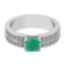 1.10 Ctw VS/SI1 Emerald And Diamond 14K White Gold Cocktail Ring