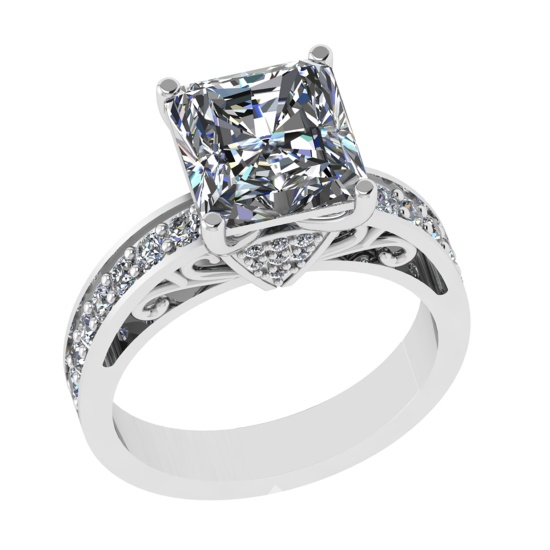 3.38 Ctw VS/SI1 Diamond 14k white Gold Engagement Ring(ALL DIAMOND ARE LAB