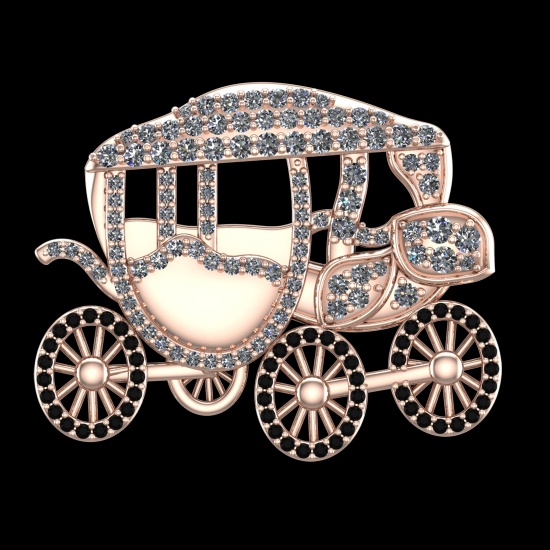 1.24 Ctw VS/SI1 Treated fancy black & White J-K Diamond 10k Rose Gold Brooc