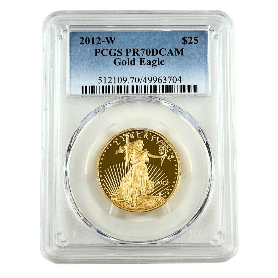 Certified American $25 Gold Eagle 2012-W PR70DCAM PCGS