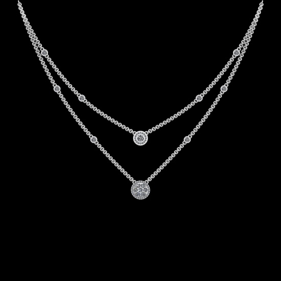 10.27 Ctw VS/SI1 Diamond 10k white Gold Two layer Necklace (ALL DIAMOND ARE