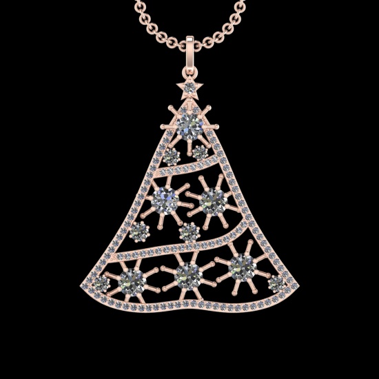 7.66 Ctw VS/SI1 Diamond 10k Rose Gold Christmas Theme Pandant (ALL DIAMOND