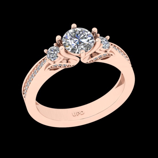 1.40 Ctw VS/SI1 Diamond Prong Set 18K Rose Gold Engagement Ring