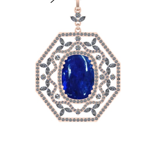 35.11 Ctw SI1/SI2 Tanzanite and Diamond 14k Rose Gold Pandant (ALL DIAMOND