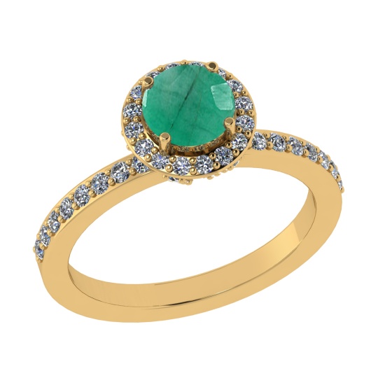 1.59 Ctw VS/SI1 Emerald and Diamond 14k Yellow Gold Engagement Ring