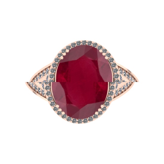 5.60 Ctw VS/SI1 Ruby And Diamond 14k Rose Gold Engagement Ring (ALL DIAMOND