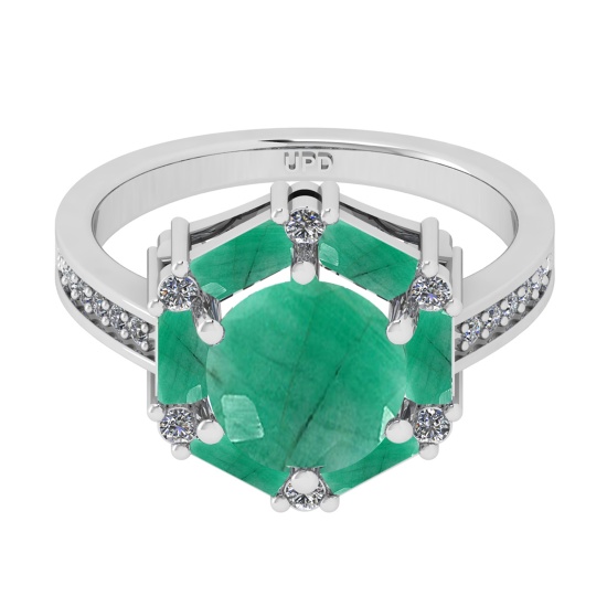 2.78 Ctw VS/SI1 Emerald and Diamond 14k white Gold Engagement Ring (ALL DIA