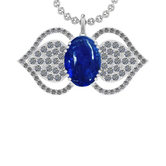 30.00 Ctw VS/SI1 Tanzanite and Diamond 14K White Gold Pendant