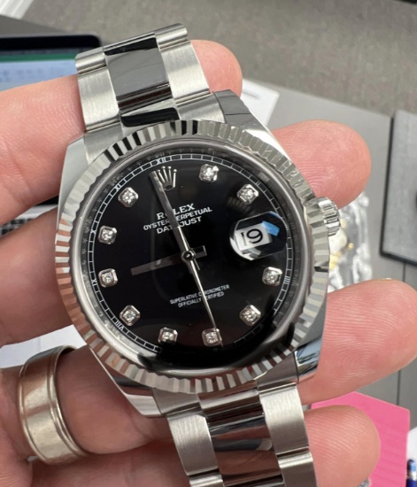 Rolex OysterPerpetual Datejust 41mm Black Dial w/Factory Diamonds Comes wit