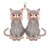 7.10 Ctw VS/SI1 Diamond 14k Rose Gold Creature theme Pendant (ALL DIAMOND A