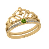 0.23 Ctw VS/SI1 Peridot and Diamond Set 10K Yellow Gold Engagement Ring (AL