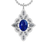 13.55 Ctw VS/SI1 Tanzanite and Diamond 14K White Gold Pendant